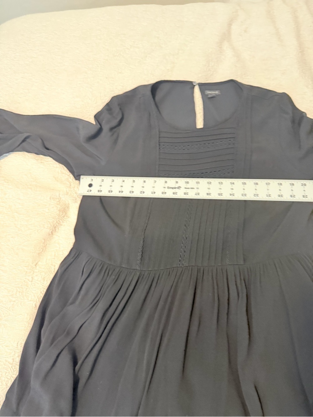 Ann Taylor Black Tiered Pintuck Dress Flowy Lagenlook Minimalist capsule - Picture 4 of 12